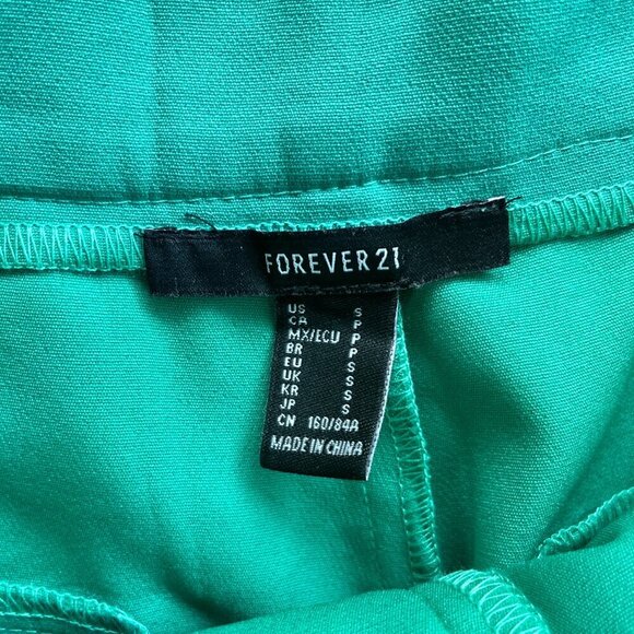 Forever 21 Green Pantsuit Set Blazer & High Rise Trousers Size S Chic Workwear - Picture 9 of 14